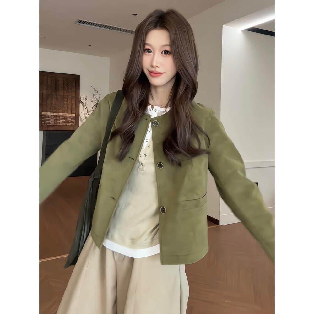 韩系淡人高知感PU皮衣短外套女2026新款小香温柔简约显瘦减龄上衣