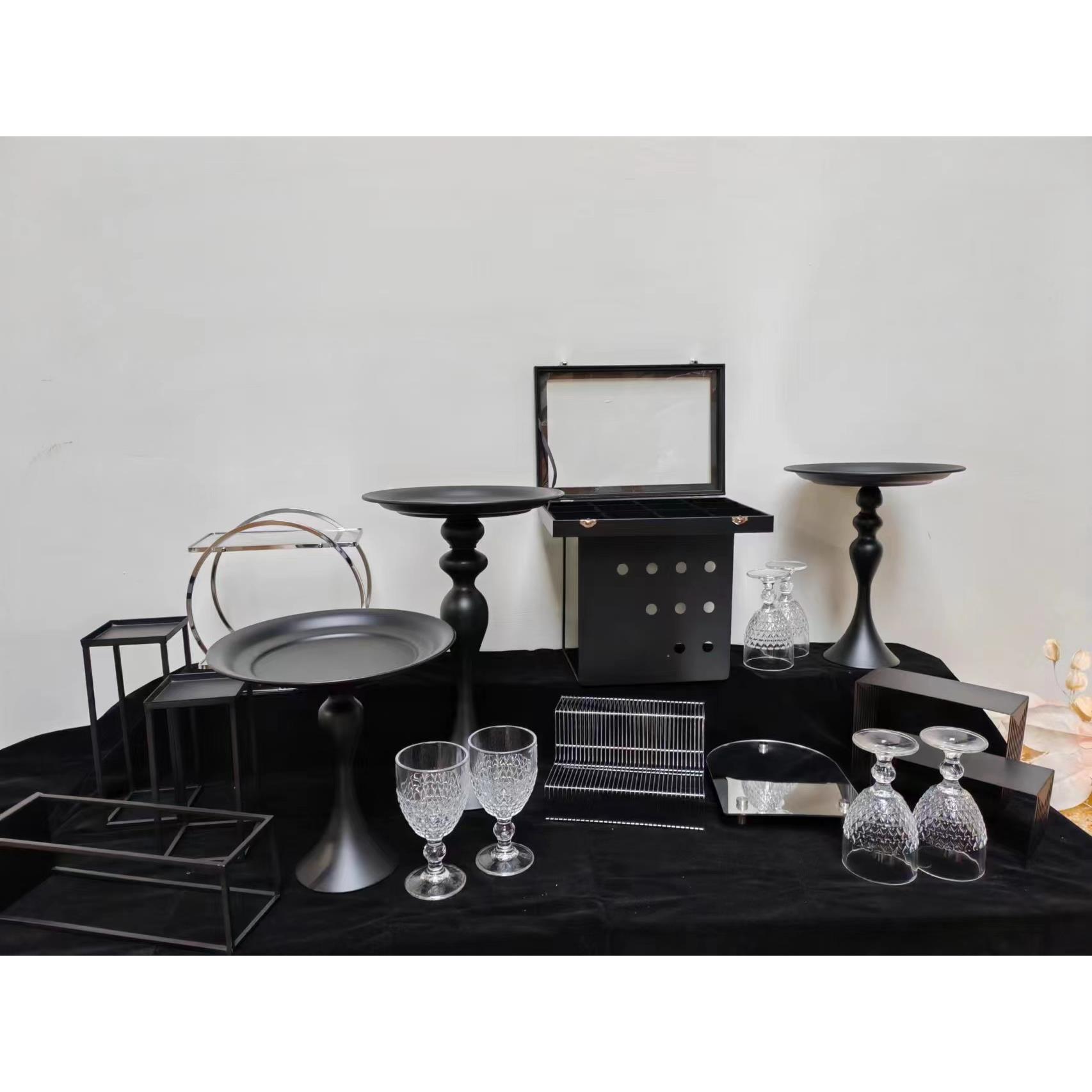 新款银黑色甜品台展示架摆台茶歇甜品台展示架开业流行摆台摆件