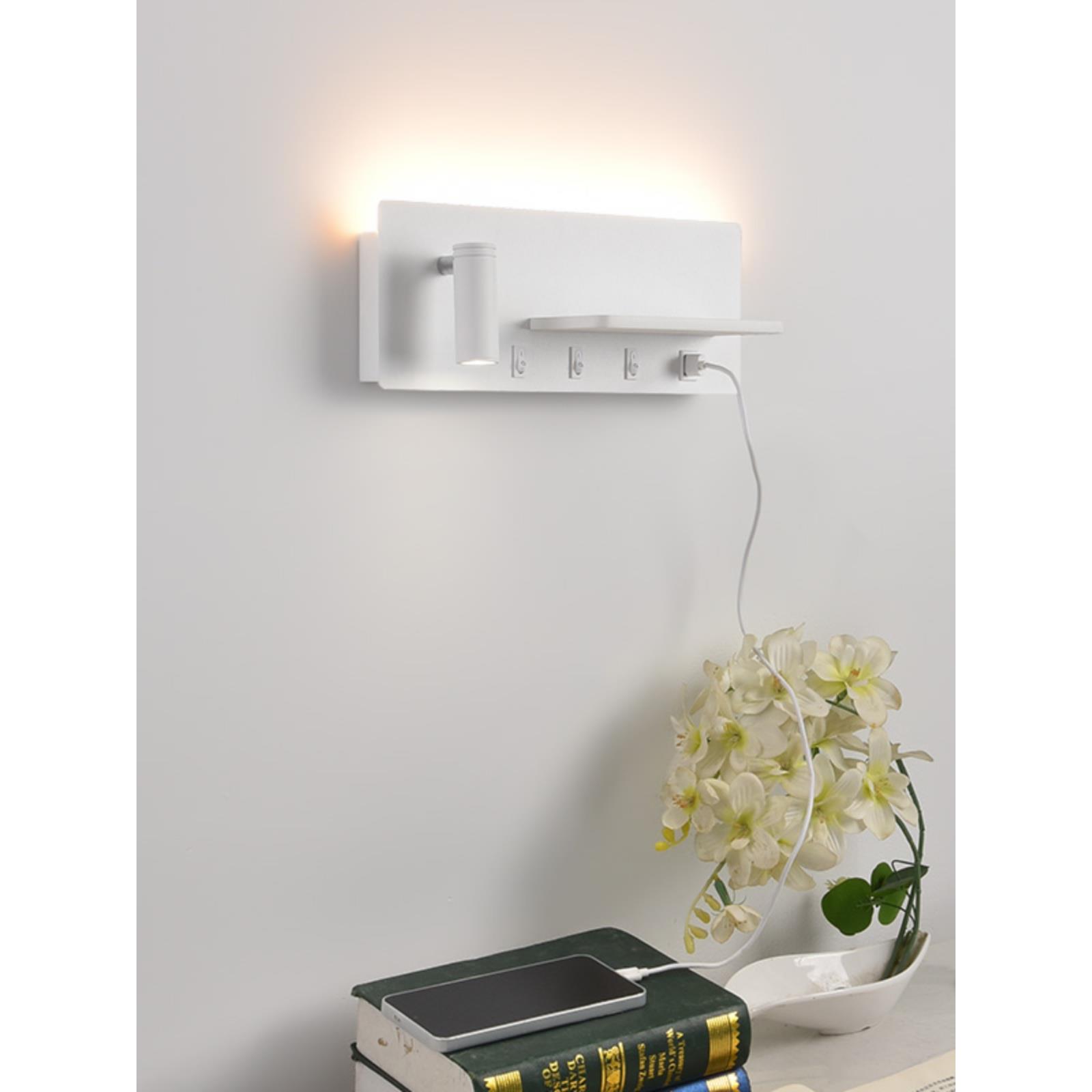 祺睿新款现代简约壁灯创意北欧卧室USB无线充电床头灯客厅书房灯