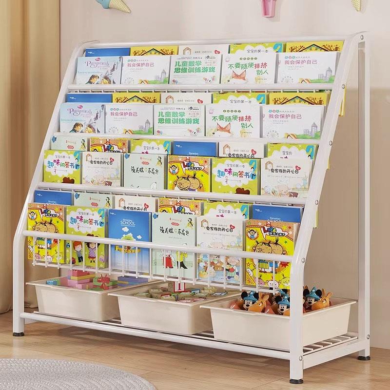 儿童书架落地多层置物架一体靠墙移动绘本展示架宝宝玩具收纳架子