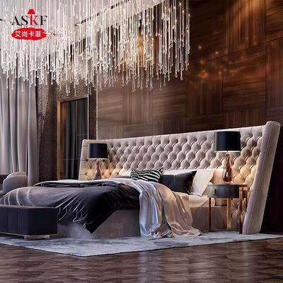 艾尚卡菲 意式轻奢高靠背别墅豪宅公主床设计师法式拉扣宽屏床
