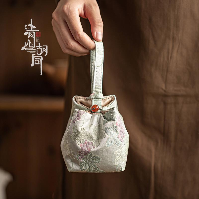 中式国潮风茶杯布套携带包单杯手提盒杯袋禅意小巧快客茶壶收纳包