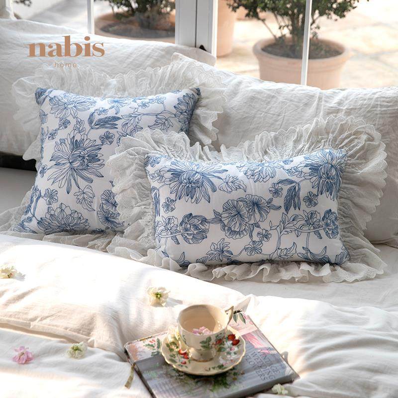 【孤品4折】蜡笔派浮花抱枕|法式田园覆古小清新靠枕绣花靠垫腰枕