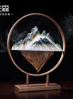 佐森山影摆件客厅办公室轻奢高档玄关新中式装饰家居商务乔迁之喜