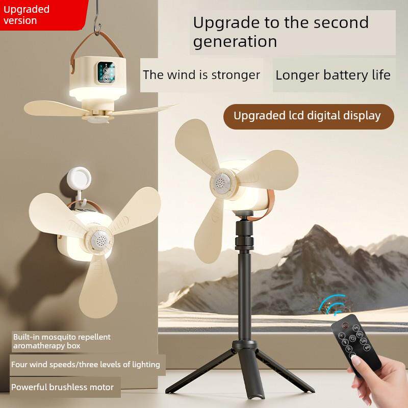 小型吊扇床宿舍强风无声USB充电风扇小型便携式露营式户外之家