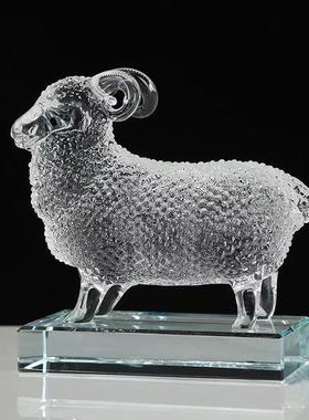 水晶生肖羊三羊开泰家居饰品羊摆件风水化解本命年发财礼物工艺品
