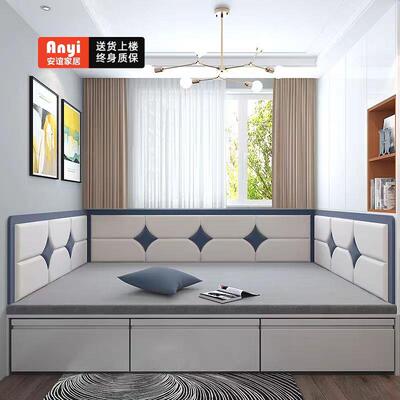 墙围软包定制榻榻米床围科技布炕围子自粘儿童防撞墙贴简约背景墙