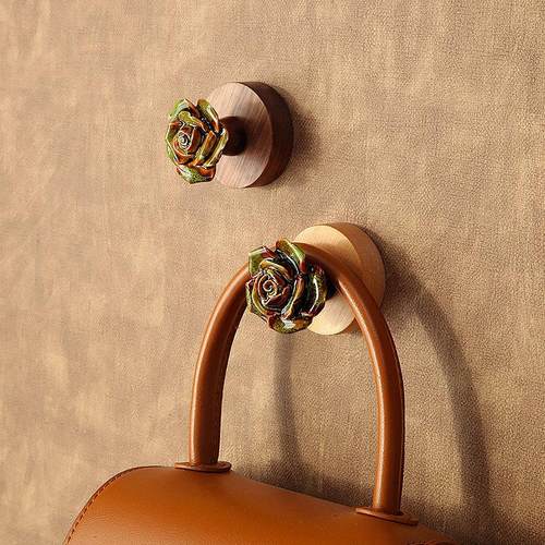 中古玄关入户门后挂钩免打孔免钉钩实木装饰陶瓷磁吸挂钩挂衣钩