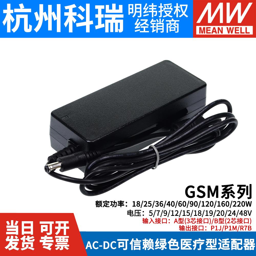 明纬GSM医疗电源40/60/90/120/160/220W适配器B05/A12/A24 12V5V