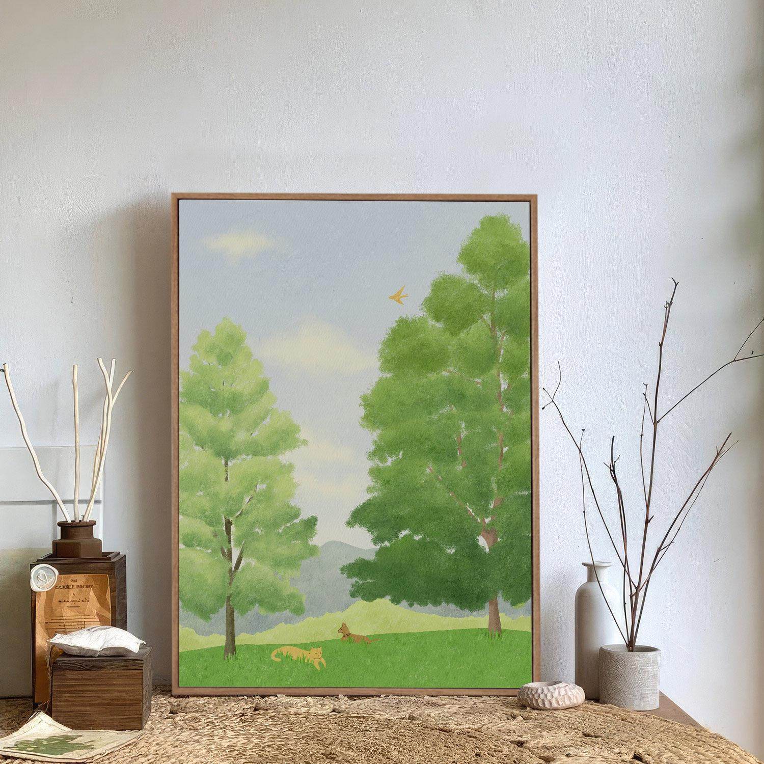 布纸有爱 春日游戏 小清新风景装饰画卧室治愈系艺术挂画文艺插画,家居饰品,现代装饰画,淘宝优惠券,粉丝福利购,淘宝优惠卷