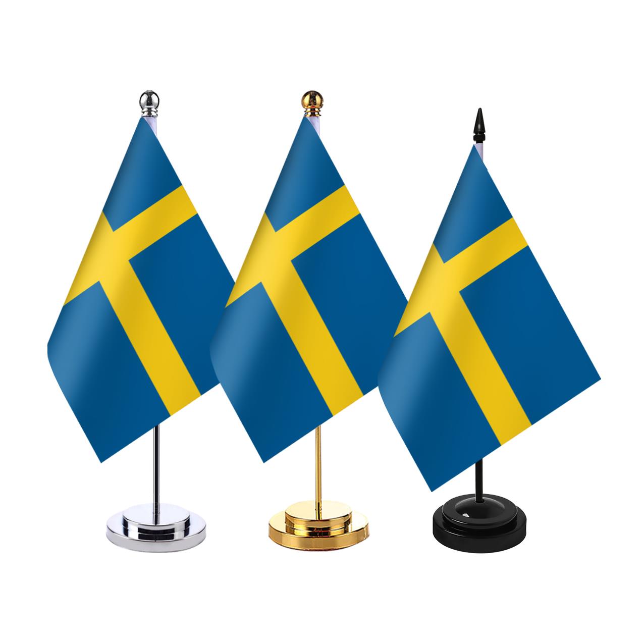 瑞典国旗 办公室桌旗座桌面旗帜摆件室内单杆旗架会议室装饰