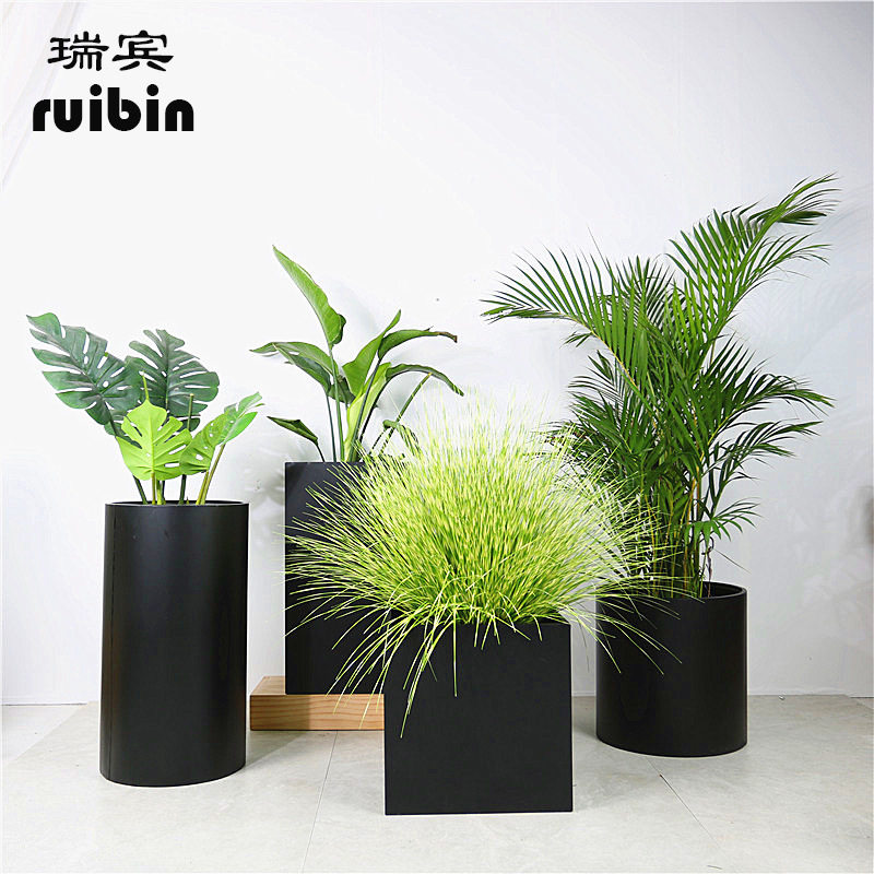 北欧设计师大型花盆商场酒店家室内阳台户外创意铁艺落地花器摆件