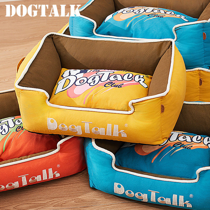 DogTalk全可拆洗纯棉帆布四季通用狗窝猫窝耐咬小型犬宠物狗床垫图片