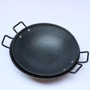 老式生铁脶无涂层不粘锅双耳炒锅凹面电磁炉燃气灶通用地摊火锅锅