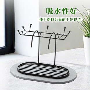 精选咖啡杯收纳架托盘一体挂架家用硅澡土铁艺套装复古水杯悬挂沥
