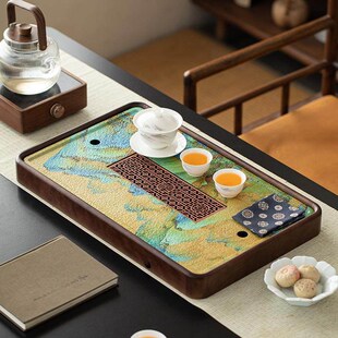 精选空蝉 柯木抽屉式茶盘茶具托盘茶海储水排水干泡台家用实木茶