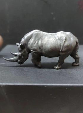 铜犀牛手工全铜文镇摆件高冈铜器镇纸书镇笔架礼物手把件勇往直前