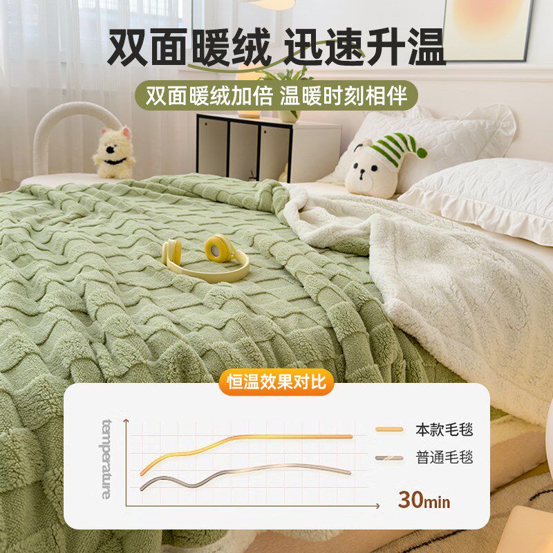冬季羊羔绒毛毯加厚珊瑚绒毛巾被办公室午睡毯沙发盖毯四季通用