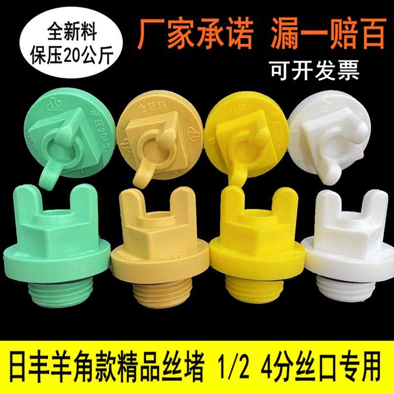 PPR塑料丝堵4分6分1/2外丝堵头20 丝堵内牙塑料管堵管帽配件带圈