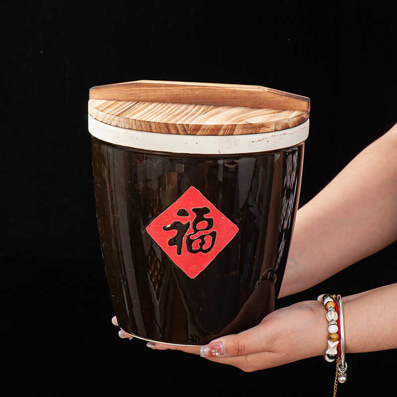 福字小酱缸水缸家用小型厨房摆件杯迷你瓷陶瓷调料粗小号米缸