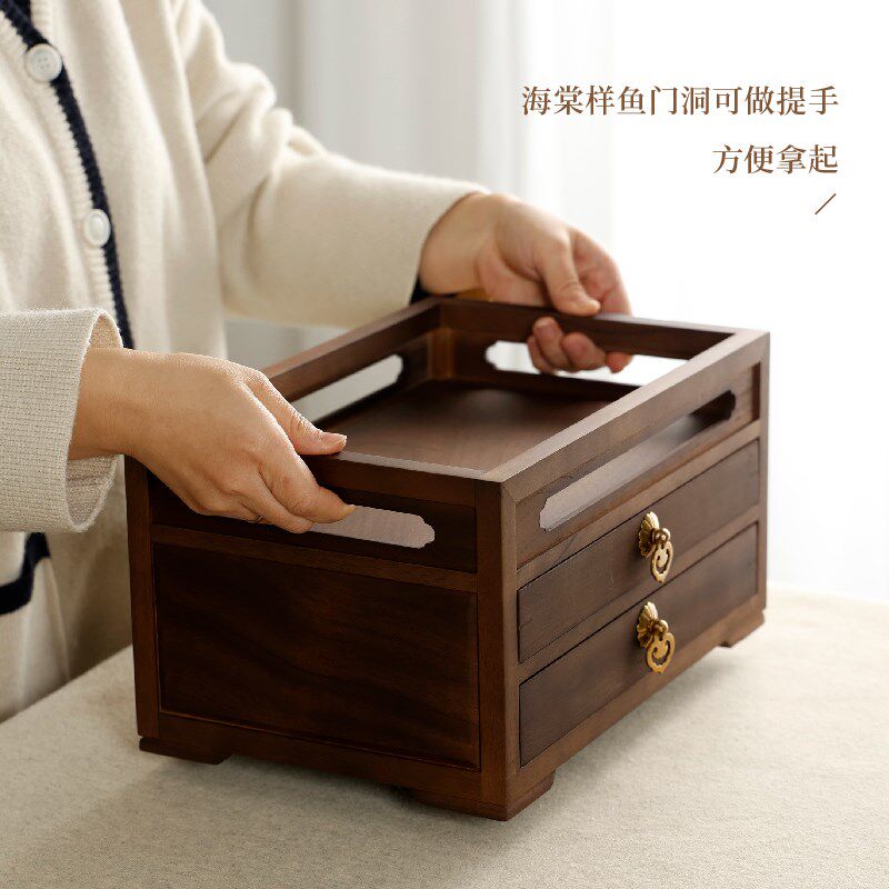 雅致文承 胡桃木文房收纳柜 榫卯结构文盘多宝阁书架毛笔文房四宝