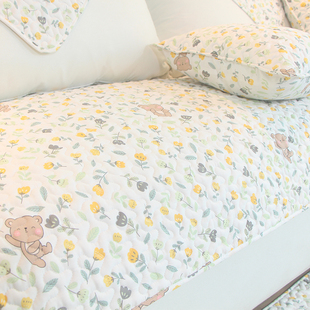 全棉沙发垫小碎花防滑时尚田园风实木布艺坐垫子冬季盖巾四季通用