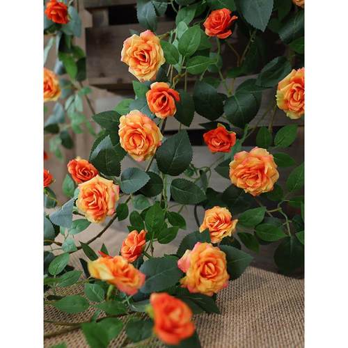 仿真玫瑰花藤蔓网红店门头装饰假花婚礼堂拱门缠绕花艺管道遮挡