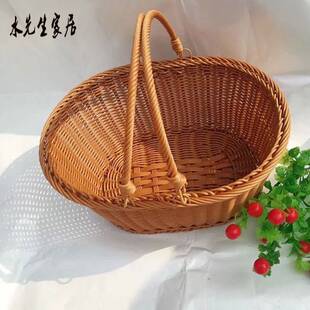 精选田园藤编收纳筐收纳篮购物篮小竹篮礼品篮柳编水果篮手提买菜