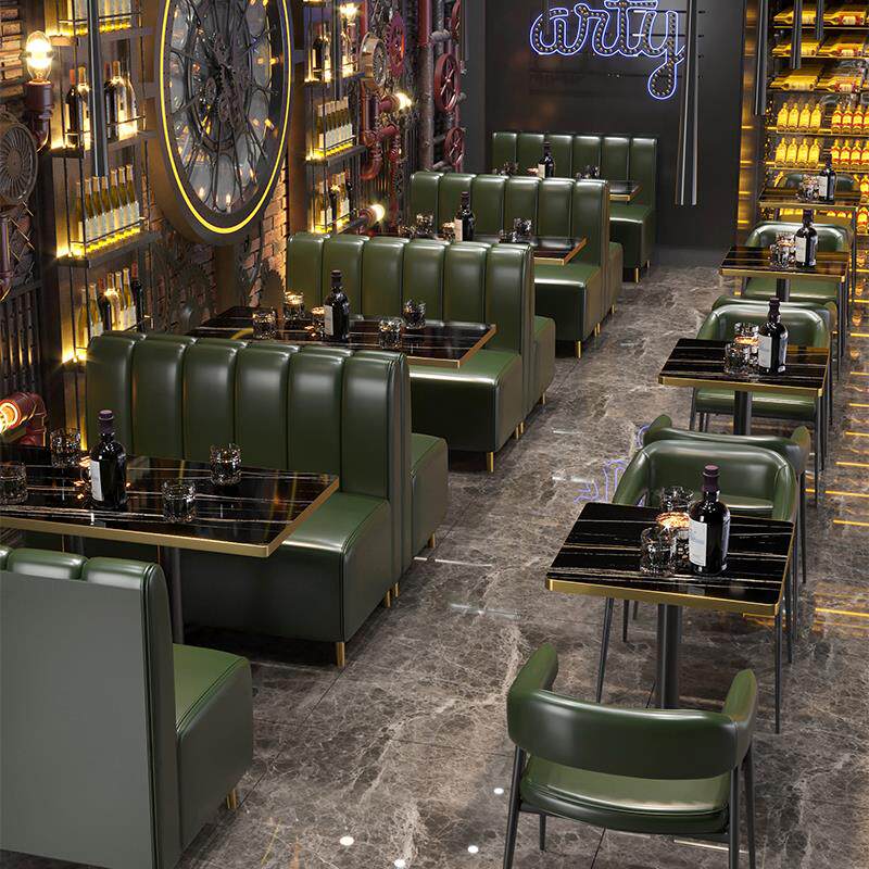 复古酒吧卡座音乐酒馆沙发休闲餐饮咖啡厅烧烤奶茶店餐厅桌椅组合