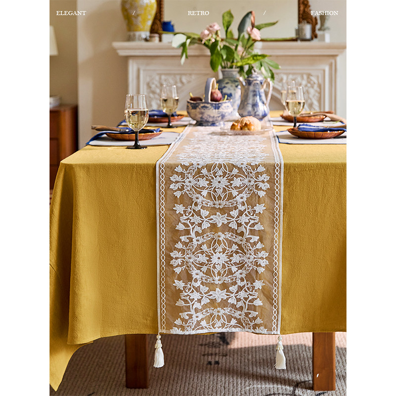 精选蜡笔派菲奥娜桌旗蕾丝法式氛围感高级现代简约茶几巾欧式盖,居家布艺,桌旗,淘宝优惠券,粉丝福利购,淘宝优惠卷