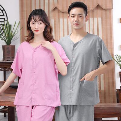 合逸衣 夏季男女开背艾灸理疗服 薄款冰丝前后开衫中医按摩服HK01