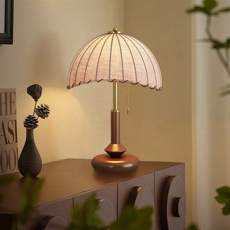 精选中古实木大台灯卧室床头灯客厅法式复古新中式卧室立式落地灯