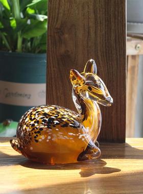 轻奢琉璃小鹿福禄摆件新房样板间客厅装饰动物淄博工艺品结婚礼物