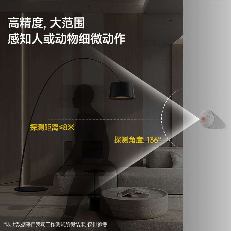 220V人体红外感应开关吸顶分体式光控楼道LED灯带传感器智能模块