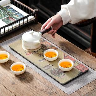 沥水茶台 吸水茶盘家用陶瓷托盘长方形干泡台桌面轻奢现代小型日式