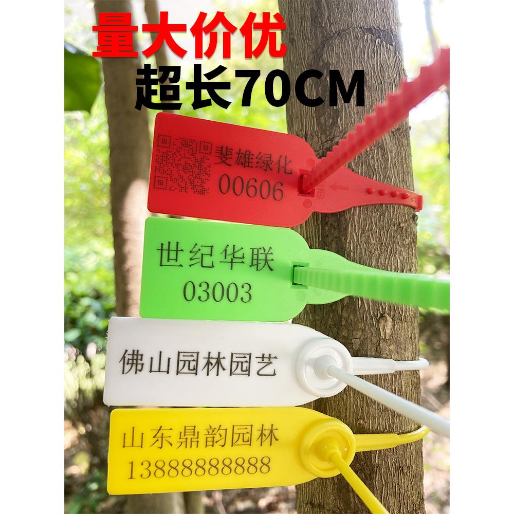 园林苗木封签锁扣号数打号锁加长70厘米记号牌流水号吊牌扎带定制