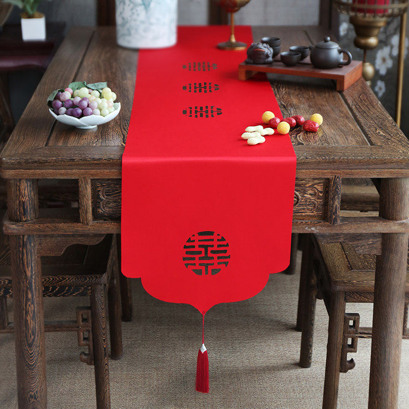 精选桌旗红色结婚餐桌旗布艺茶几桌布婚庆喜字中式电视柜盖布长条,居家布艺,桌旗,淘宝优惠券,粉丝福利购,淘宝优惠卷