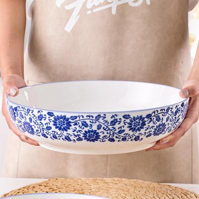 青花瓷大汤碗家用特大号酸菜鱼水煮鱼大盆碗大码面碗餐具陶瓷大碗
