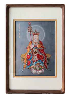 地藏王菩萨铜雕画佛系禅意摆台画高端手工錾刻客厅玄关桌面摆件画