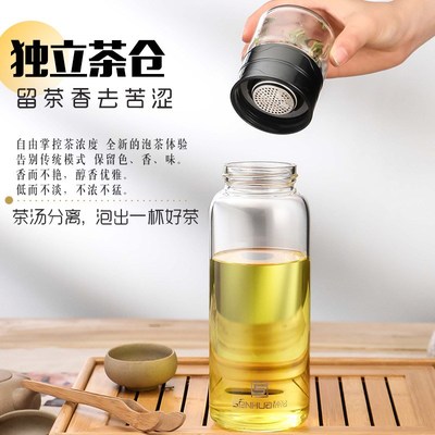 超大容量玻璃杯水杯男n2000ml茶水分离泡茶杯过滤便携家用随手杯