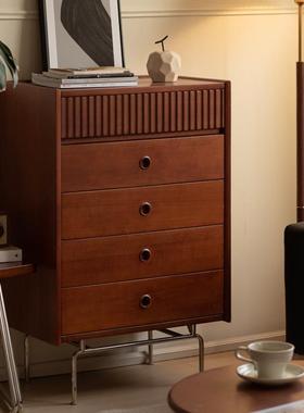 北欧实木五斗柜中古卧室床尾柜黄杨木简约家用日式客厅复古抽屉柜