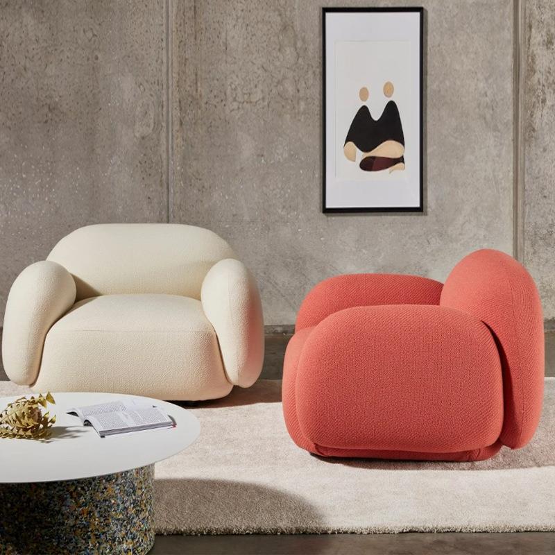 布艺接待现代沙发椅小户型家用沙发洽谈会客轻奢新款懒人客厅单人