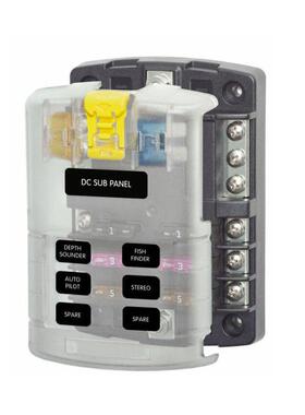 房车游艇拖车6路汽车保险丝盒带黄色锁扣透明盖DC32V