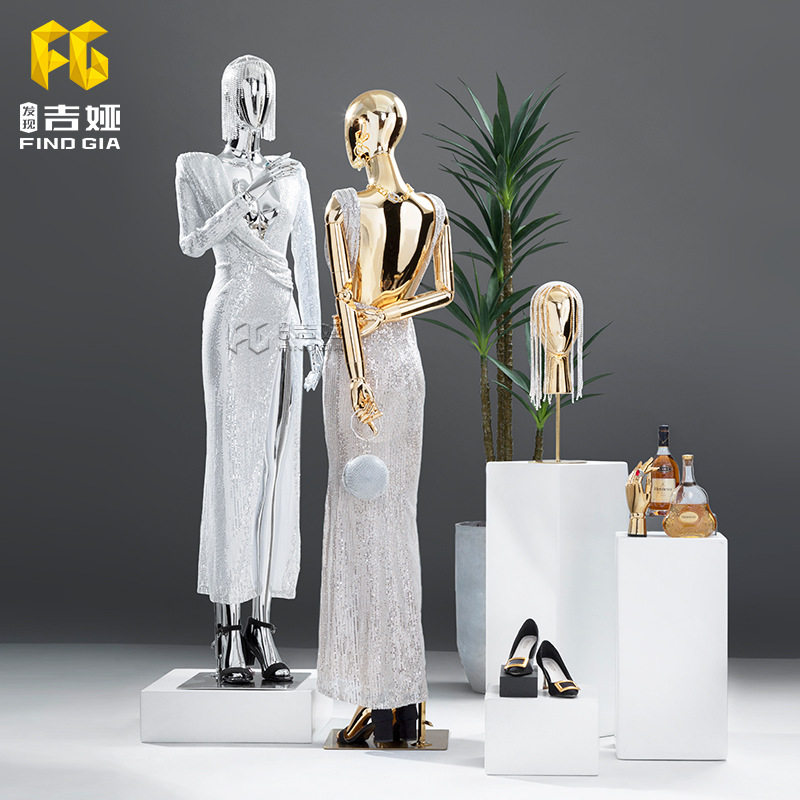 吉娅模特道具女服装店橱窗展示架电镀全身半身人台平肩高档人偶