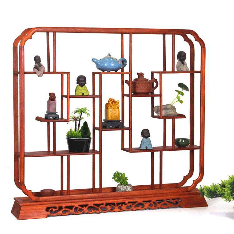 3Y实木中式博古架小多宝阁茶壶摆架古玩架简约现代客厅摆件置物架