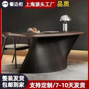 北欧烤漆书桌实木老板办公桌简约家用写字台异形书法桌书画桌包邮