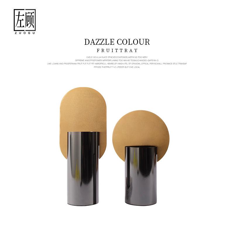 左顾现代轻奢金属花瓶装饰品样板房艺术工艺品摆件直筒花器摆设