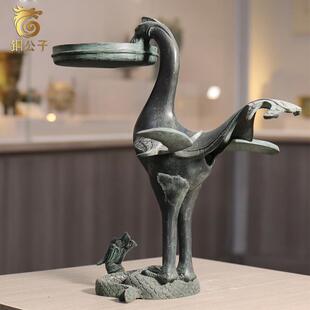 朱雀铜灯西汉河北出土青铜器复刻仿制工艺品摆件中式灯具玄关摆件