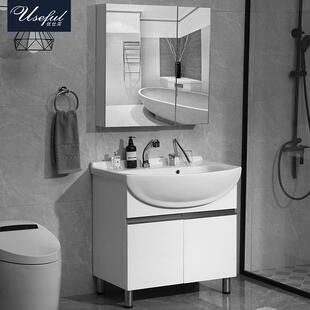 卫生间阳台落地防水防潮浴室柜陶瓷一体洗手洗漱大肚盆