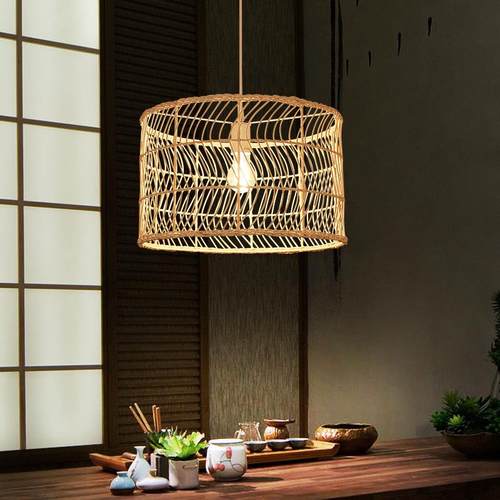 新中式个性创意水波藤艺编织吊灯火锅店民宿餐饮店奶茶藤编灯具